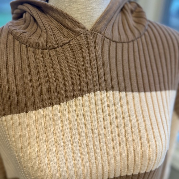 Free People Beach NWT Kami Hooded Sweater Set Brown/ Cream Oversized Small - Picture 3 of 15